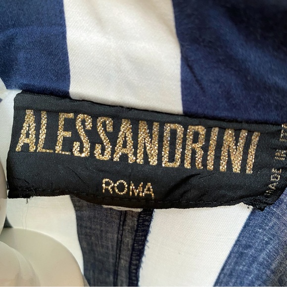 Vintage ALESSANDRINI blue white stripe nautical button ballon sleeve jacket top - Picture 10 of 13